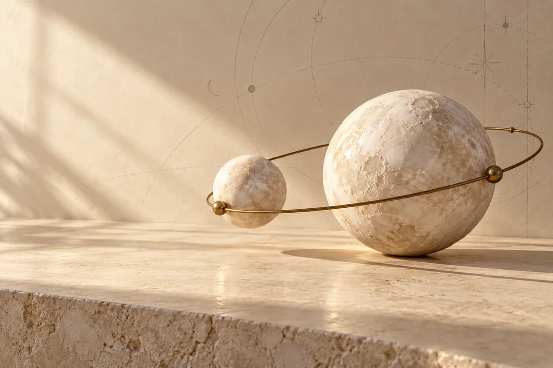 Two alabaster moons joined by a delicate golden orbital ring
